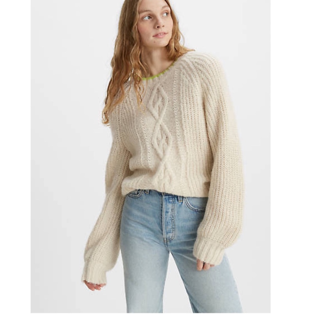 NWT Levi’s AVA CABLE Knit SWEATER Alpaca Wool Blend